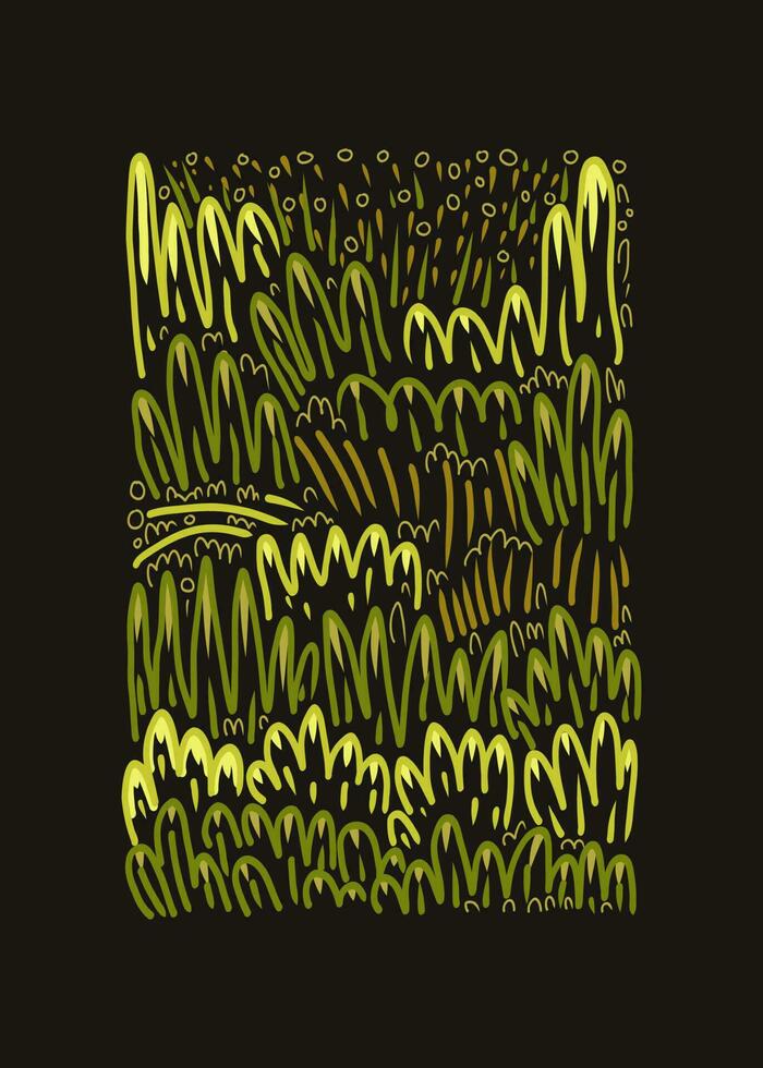 green grass glowing in the dark hand drawn vector