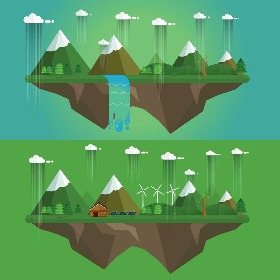rainy nature landscape vector