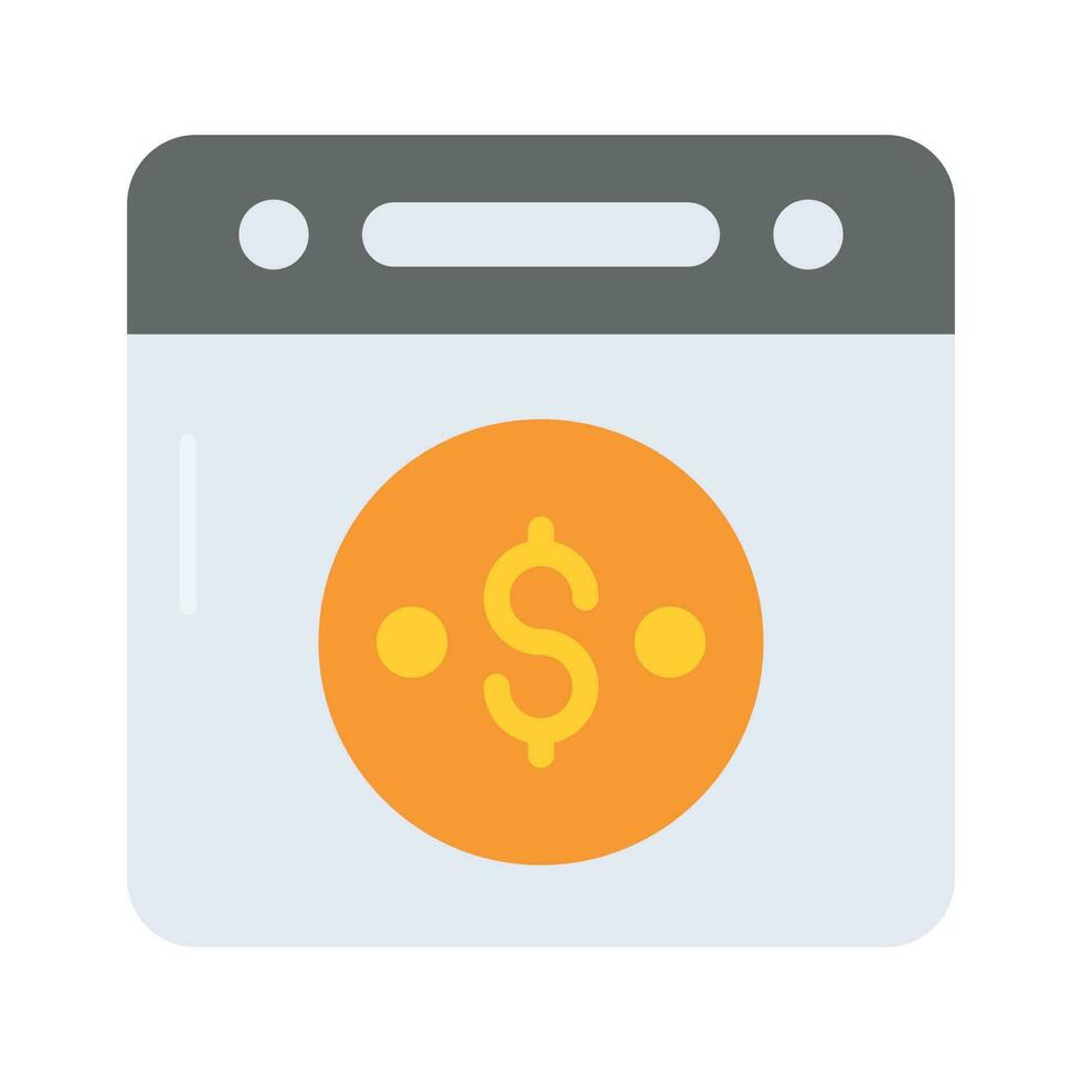 Dollar coin inside webpage showing concept icon of online earnings or monetization vector