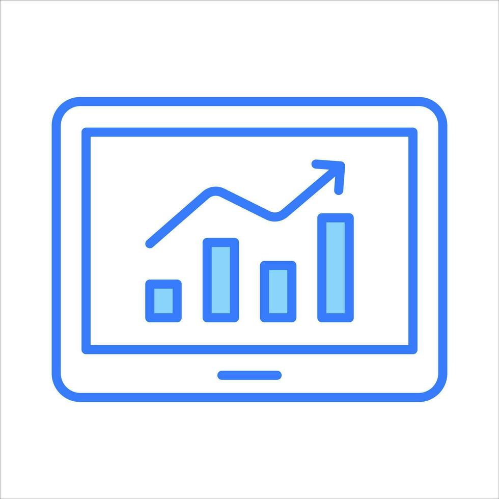 Growth chart on mobile tab showing concept vector of data statistics