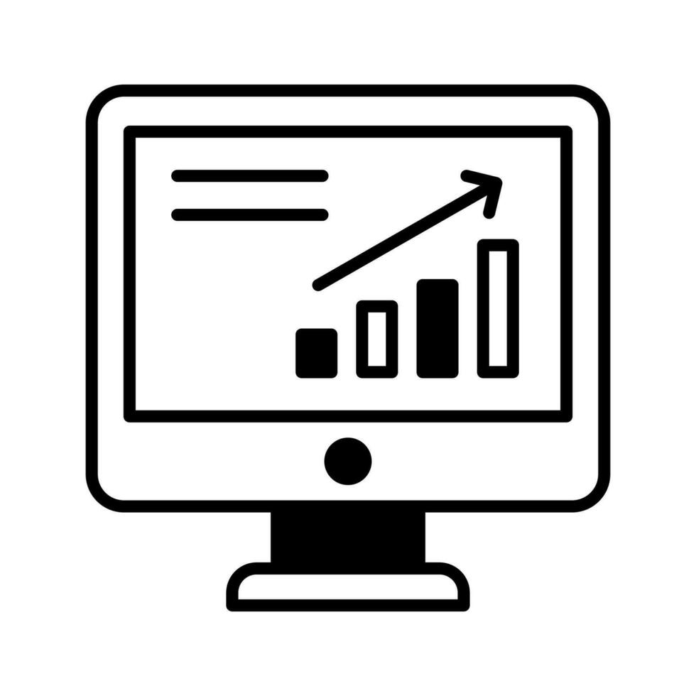 Data chart on lcd display showing vector of market analysis in modern style