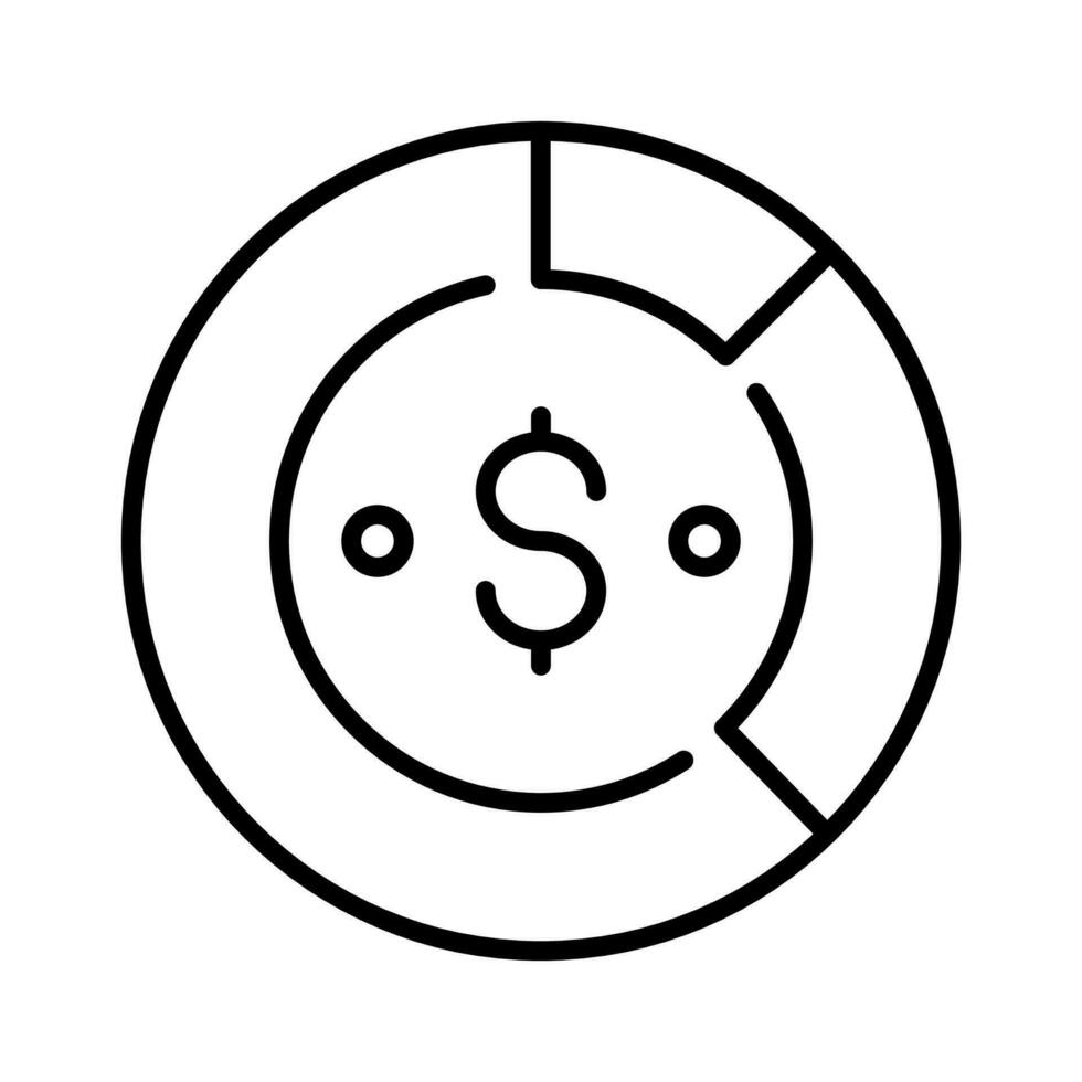 Dollar sign with pie chart denoting concept icon of financial chart, business chart vector
