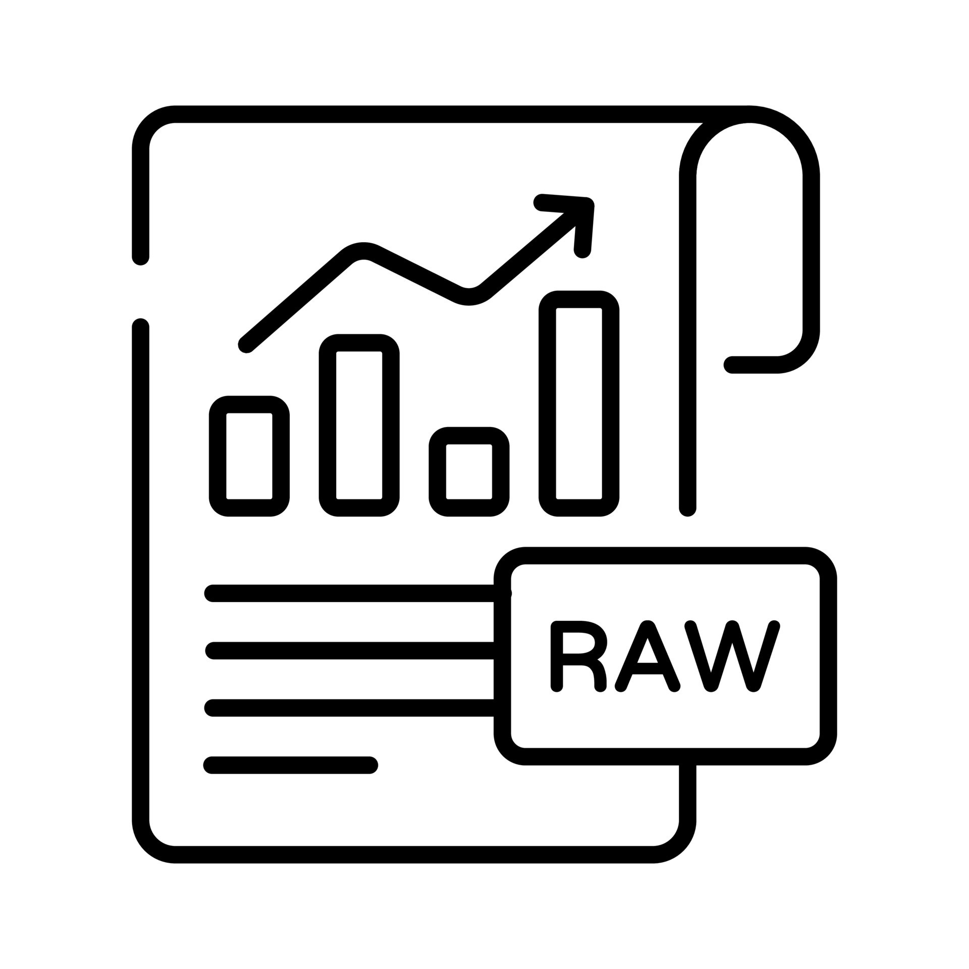 An icon of raw data file in trendy style isolated on white background