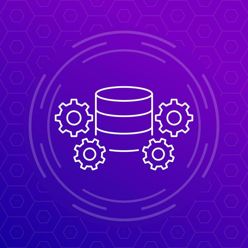 database maintenance line icon with gears, vector 24149861 Vector Art ...