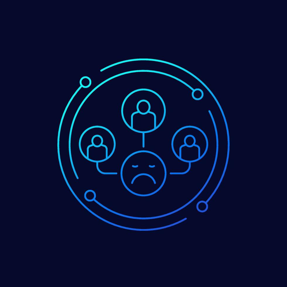 negative social interaction icon, linear design vector