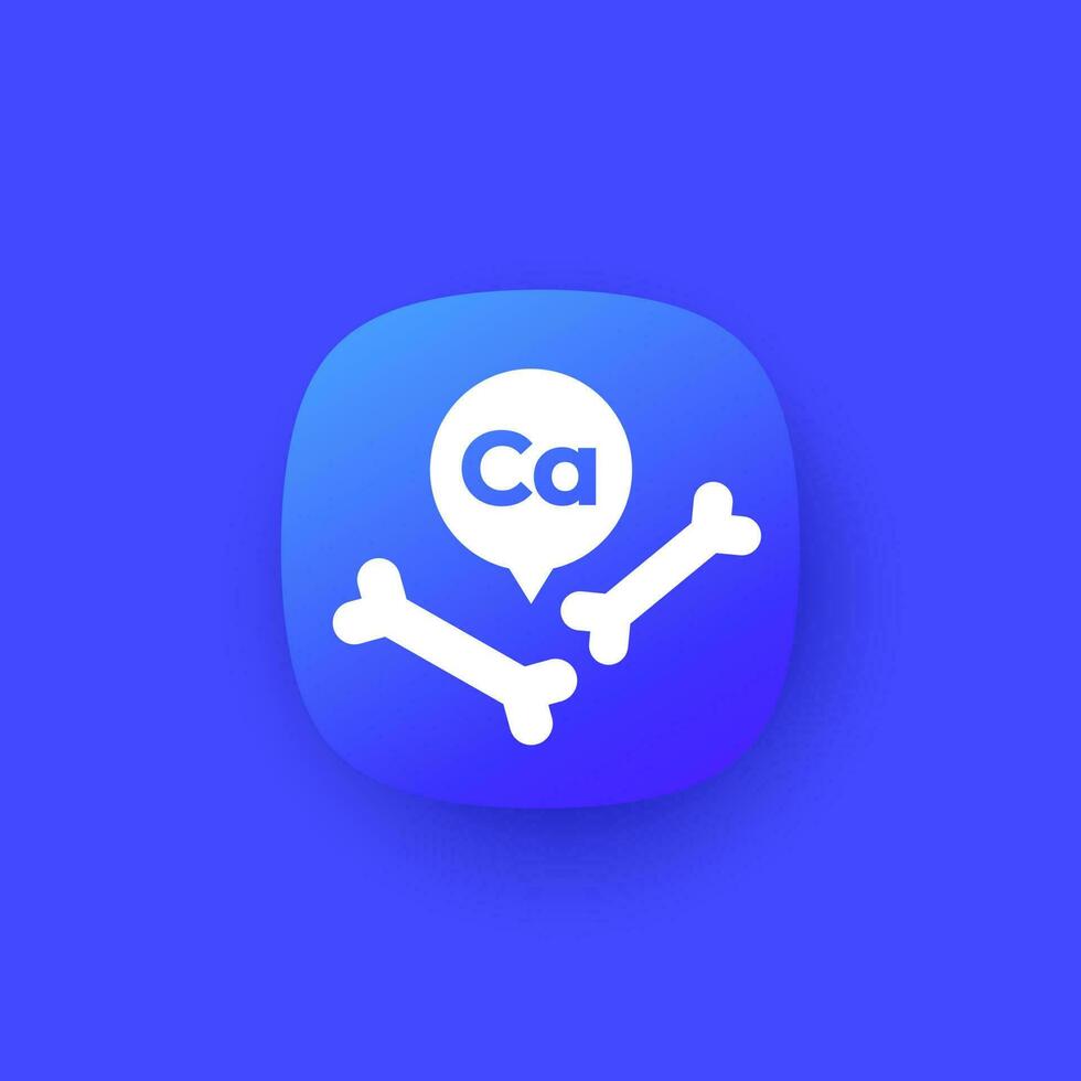 Calcium and bones icon, vector