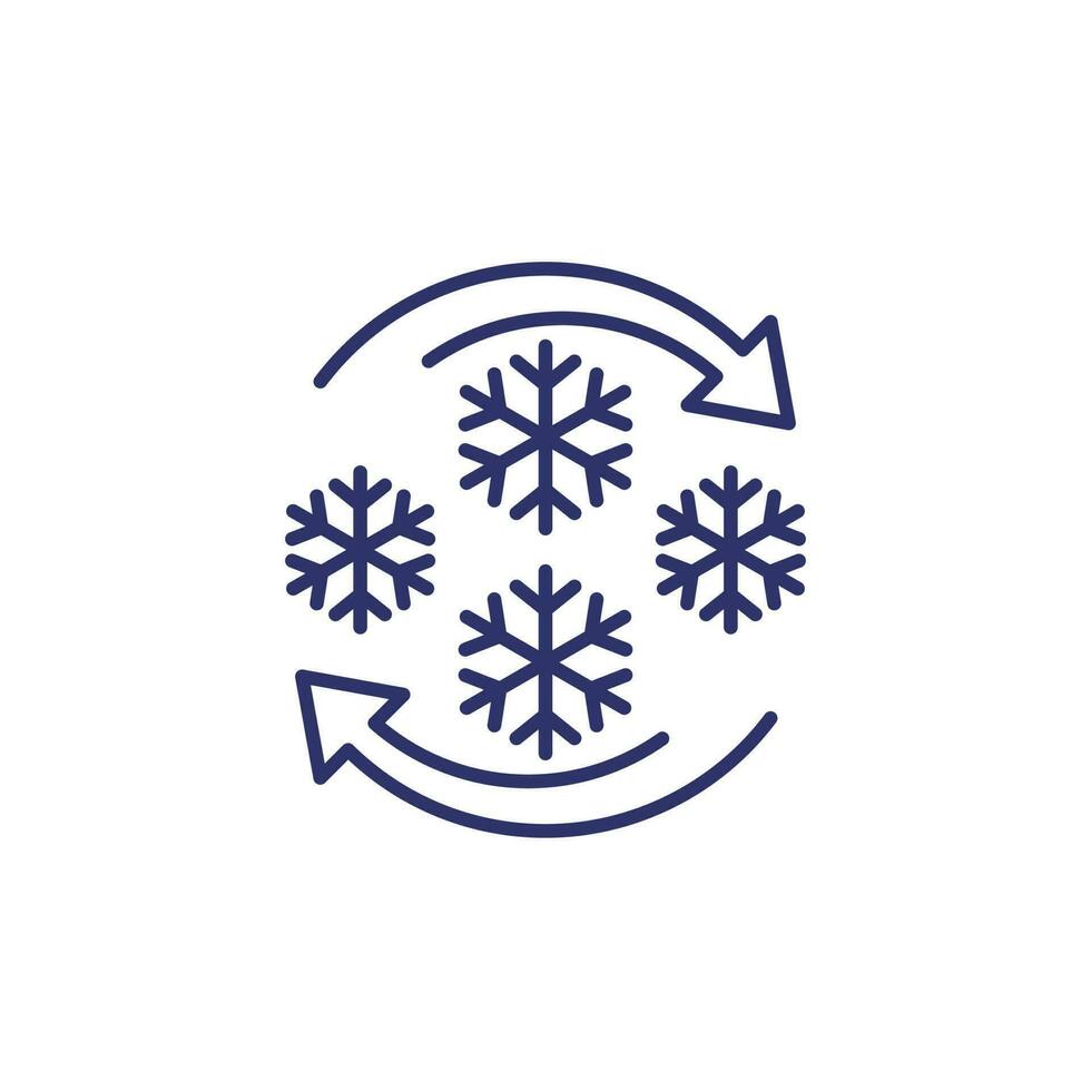 refreezing line icon on white, vector