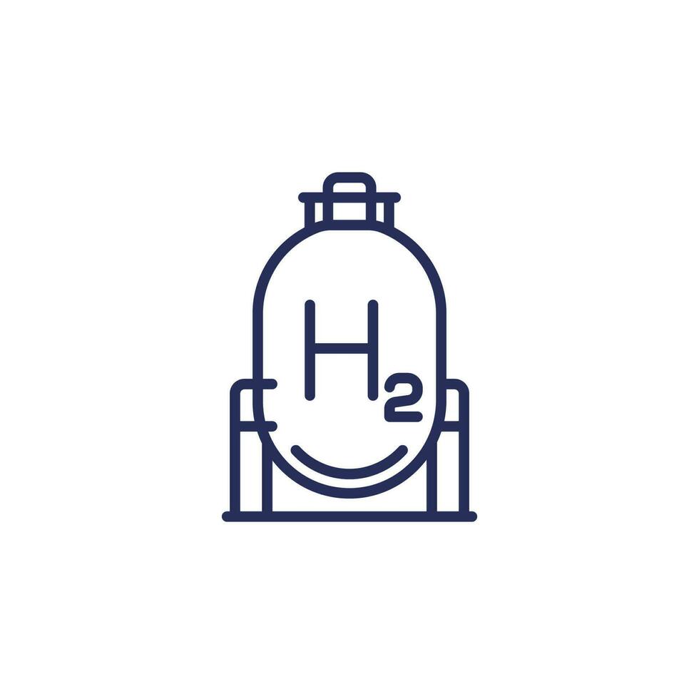 hydrogen gas tank line icon, industrial storage vector