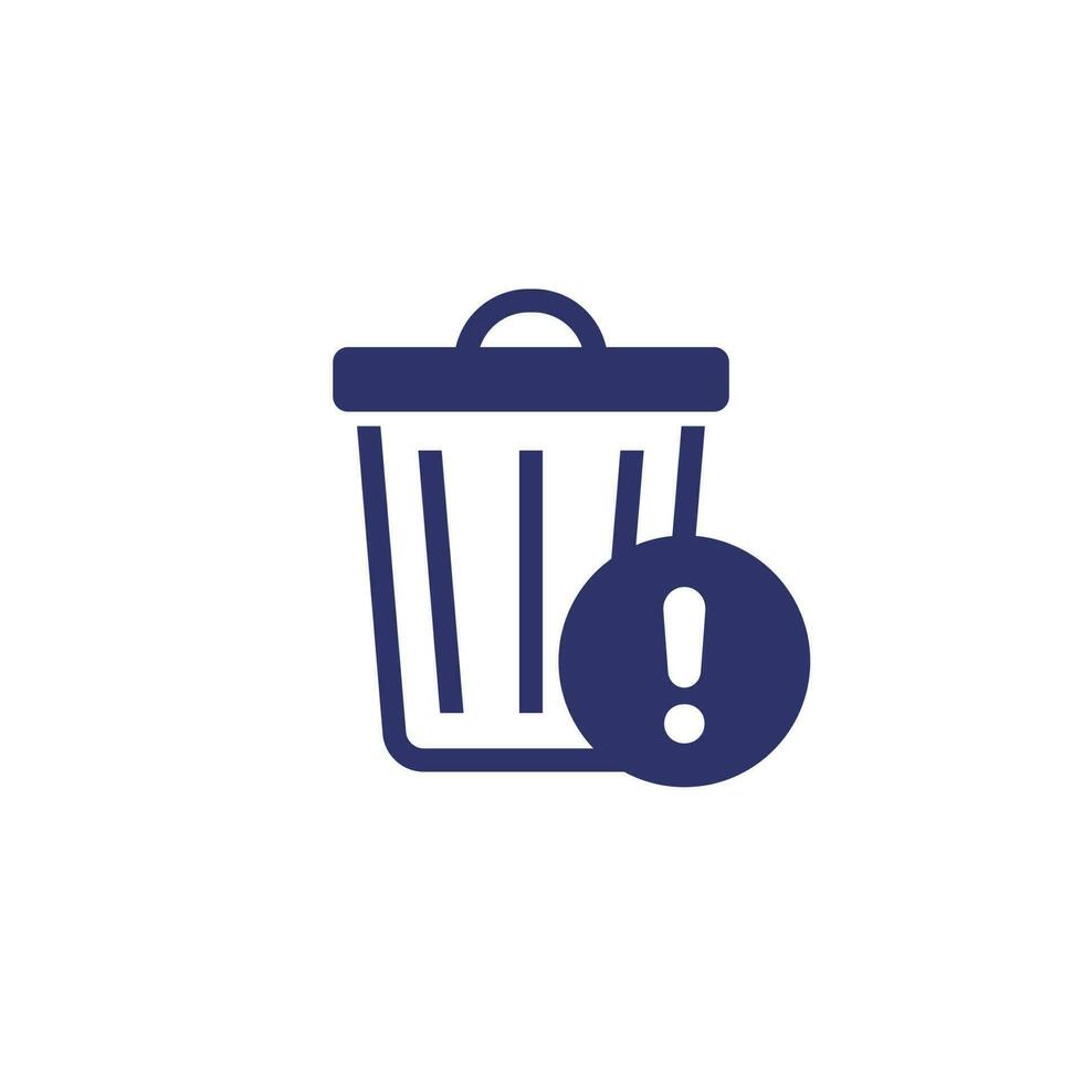 trash bin warning icon, vector