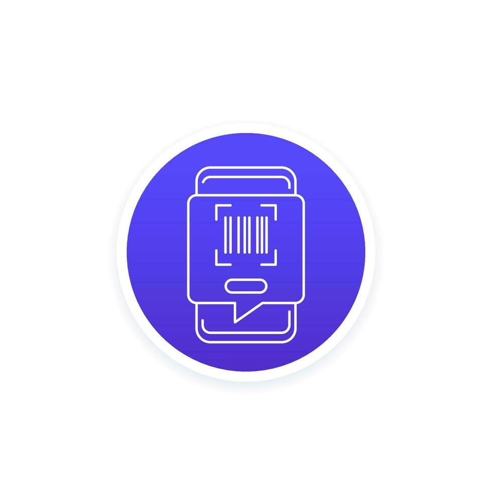 barcode scanning in a phone line icon, vector