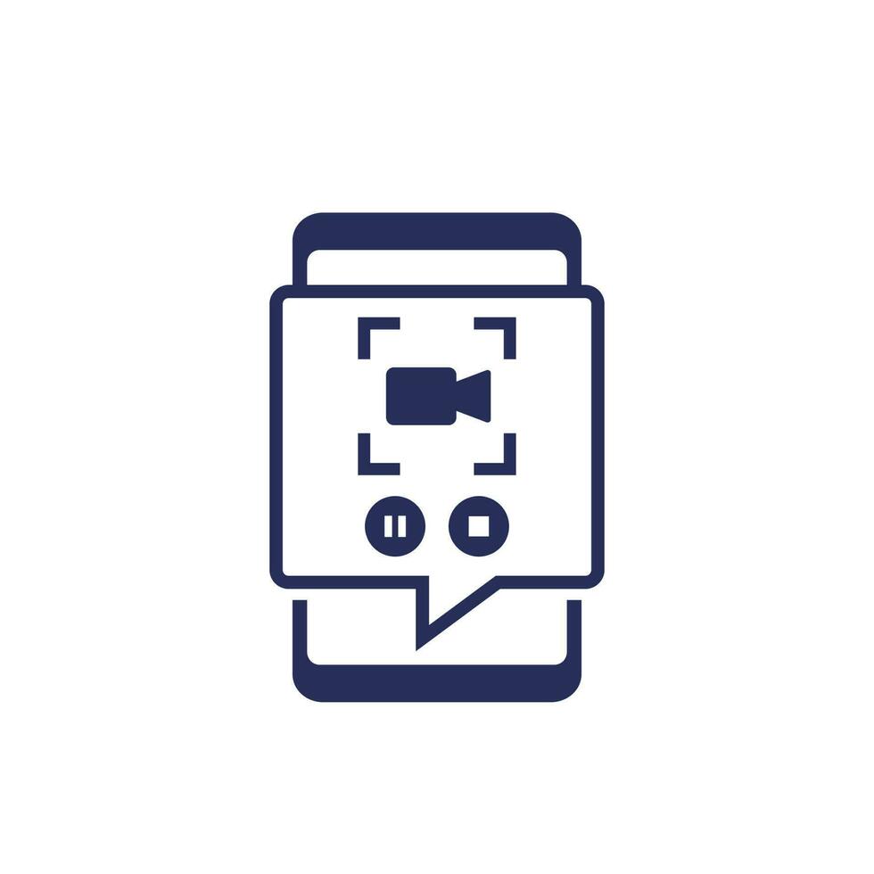 screen recording icon with a smart phone vector