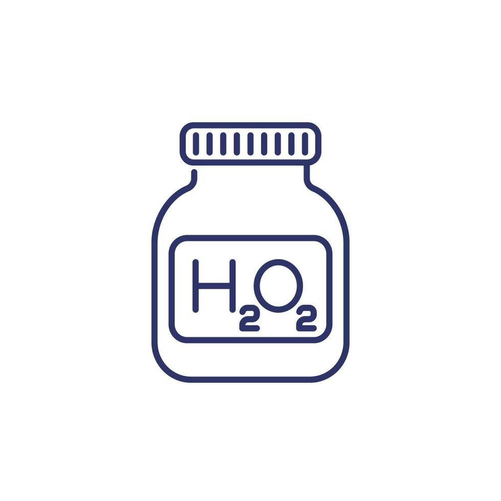 hydrogen peroxide, h2o2 line icon on white vector