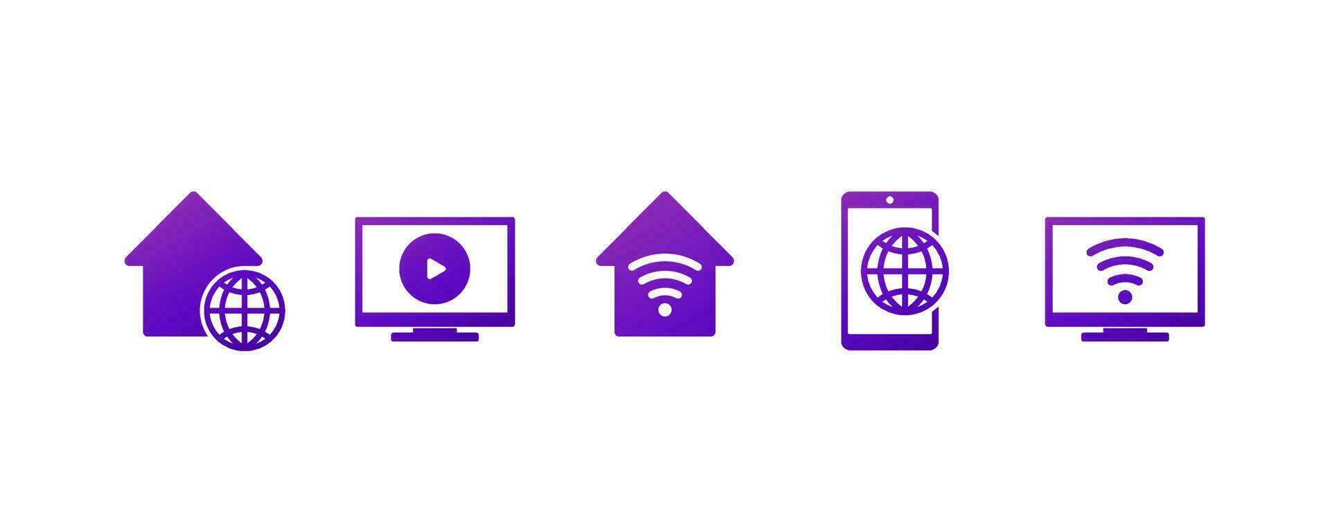 home internet, mobile traffic and smart tv provider icons set vector