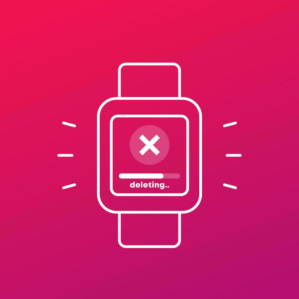 deleting files, erasing data vector icon with a smart watch