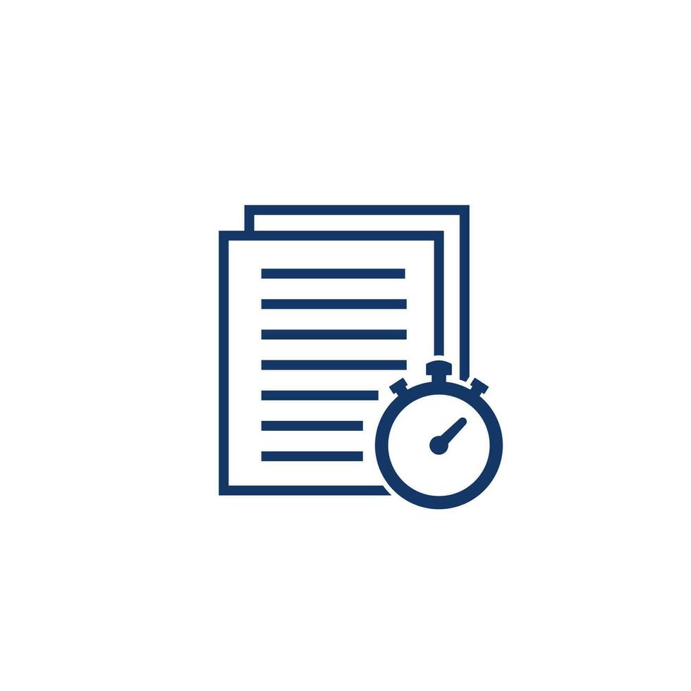 timesheet icon on white, document and stopwatch vector