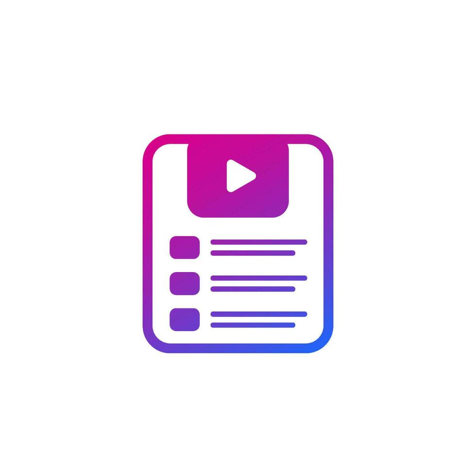 video playlist icon on white vector
