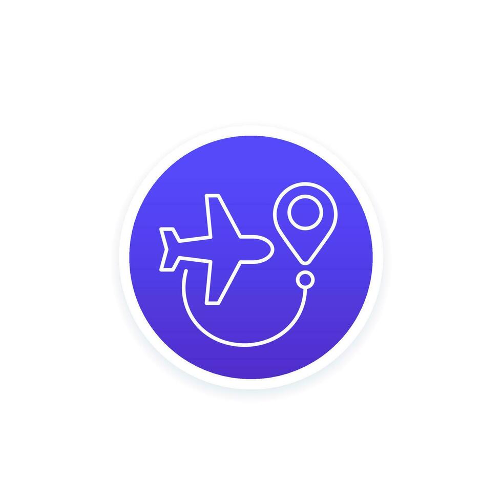 Flight route line icon, vector