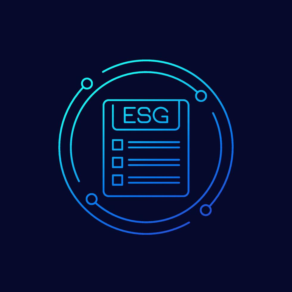 ESG icon with a checklist, linear design vector