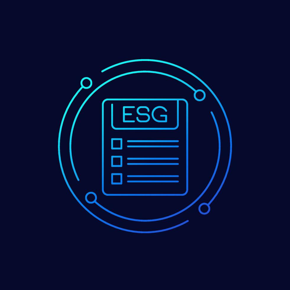 esg icono con un Lista de Verificación, lineal diseño vector