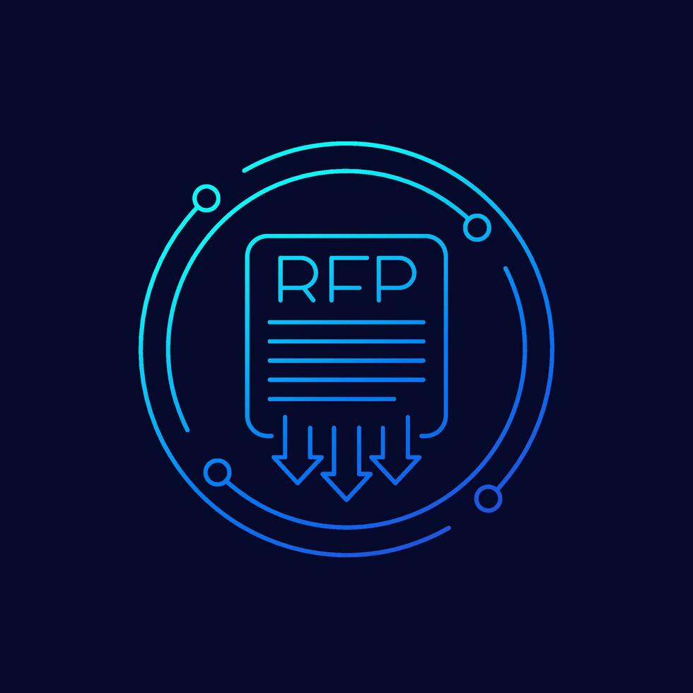 RFP, send request for proposal icon, linear design vector