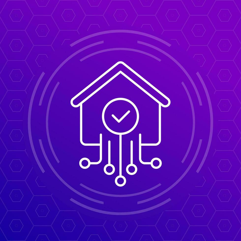 Smart home icon, linear design vector