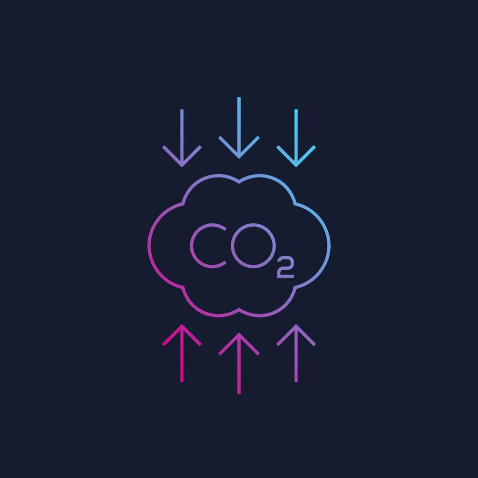 co2, carbon emissions reduction linear vector