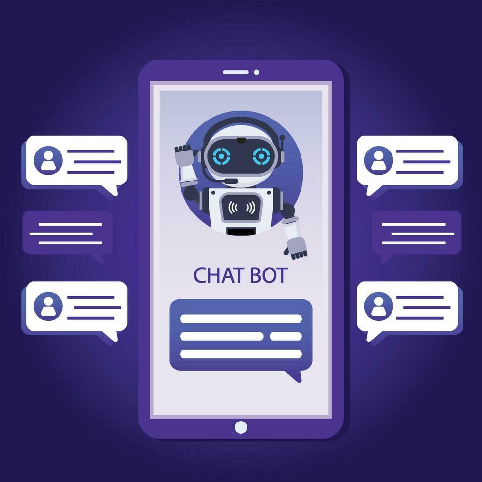 Chatbot sending message on smartphone vector