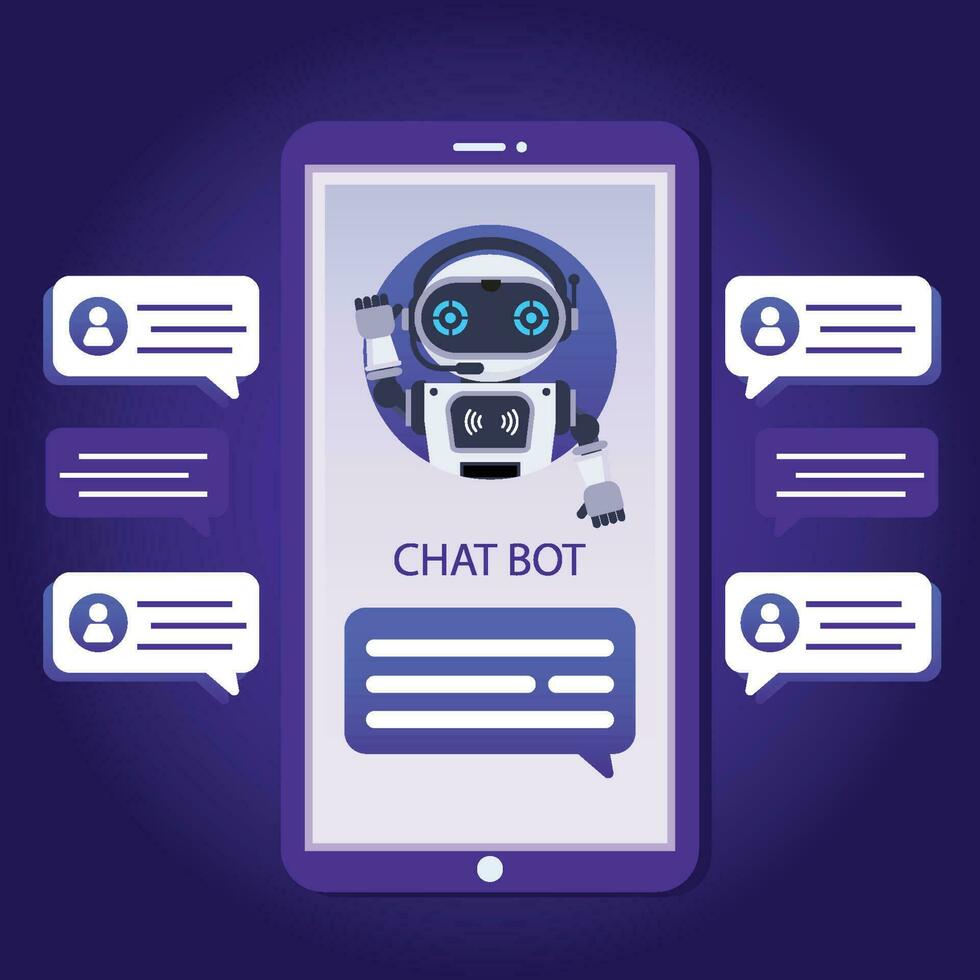 chatbot enviando mensaje en teléfono inteligente vector