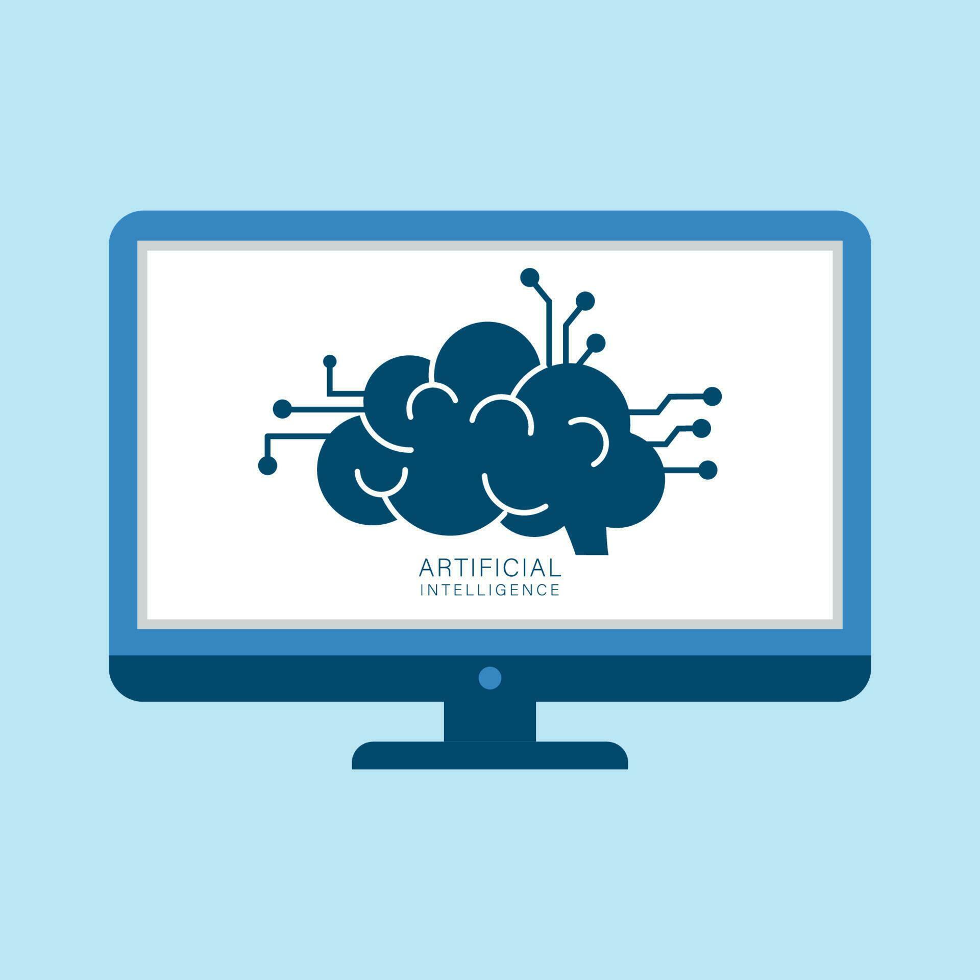 Artificial intelligence brain on computer screen. 24150482 Vector Art ...