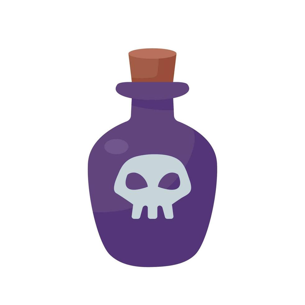 A glass bottle containing poison. witch magic potion bottle for halloween vector