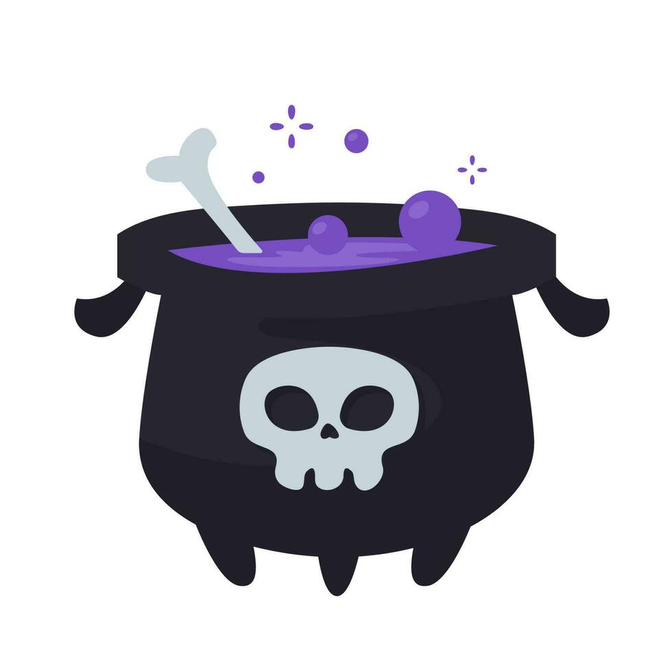 Witch's Poison Cauldron. Scary Devil's Cauldron Halloween Decoration vector