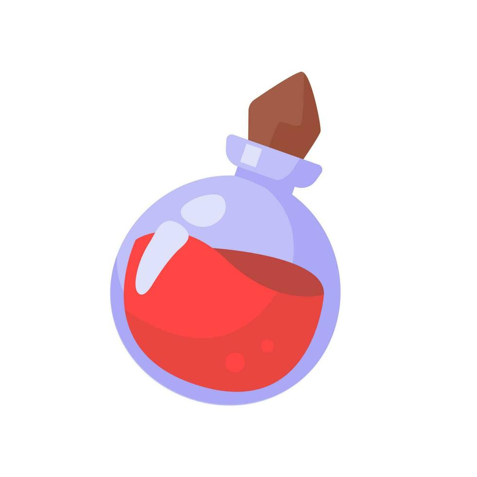 A glass bottle containing poison. witch magic potion bottle for halloween vector