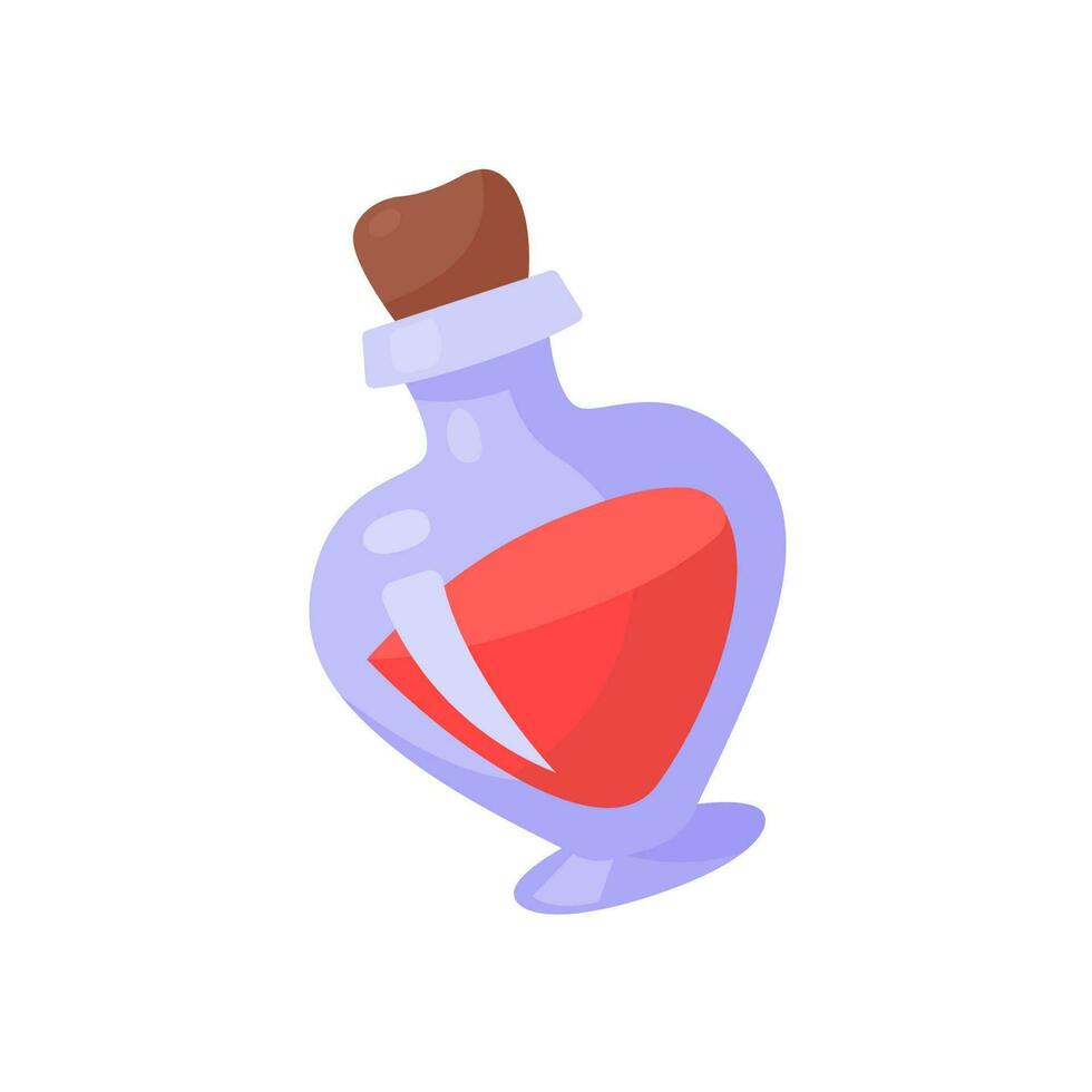 A glass bottle containing poison. witch magic potion bottle for halloween vector
