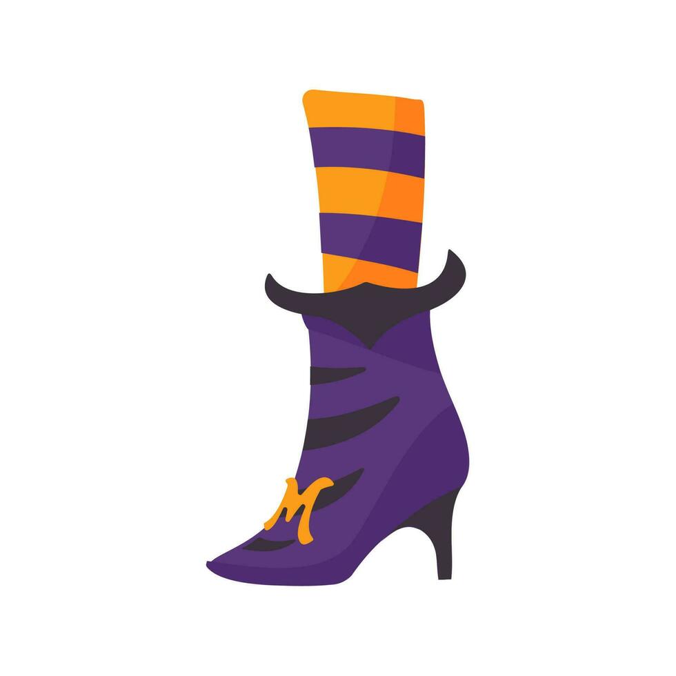 Witch shoes. magic shoes Little wizard's costume at a Halloween party vector