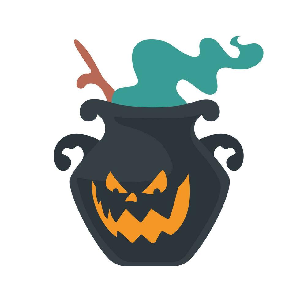 Witch's Poison Cauldron. Scary Devil's Cauldron Halloween Decoration vector