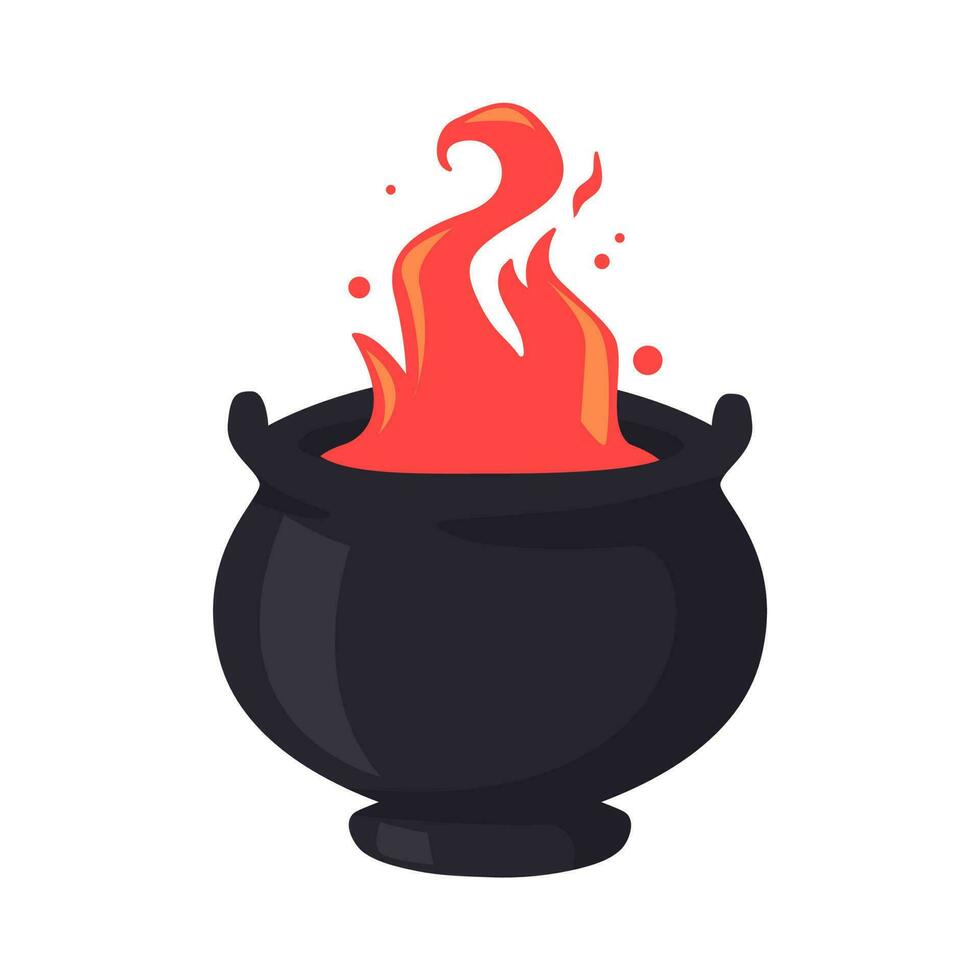 Witch's Poison Cauldron. Scary Devil's Cauldron Halloween Decoration vector