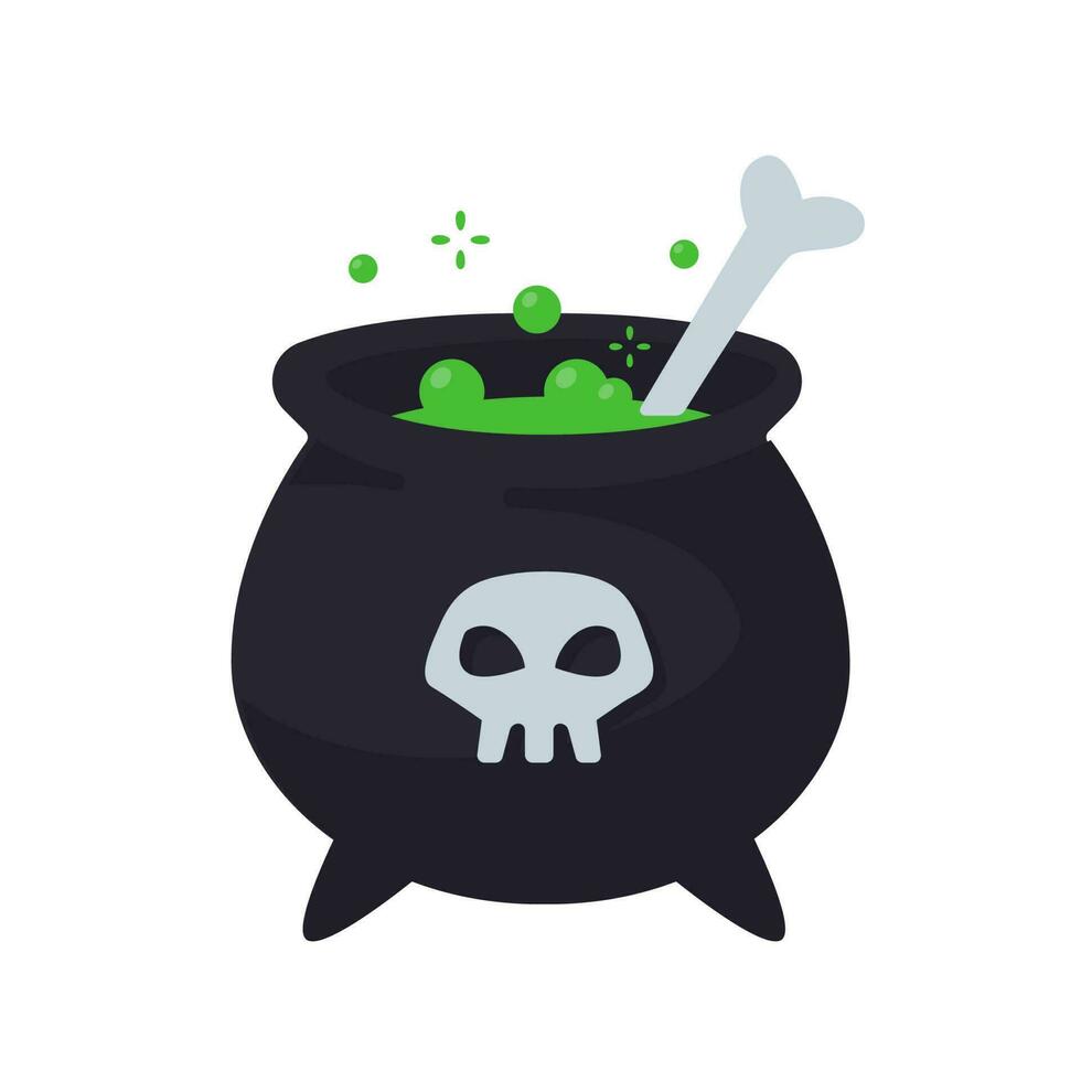 Witch's Poison Cauldron. Scary Devil's Cauldron Halloween Decoration vector