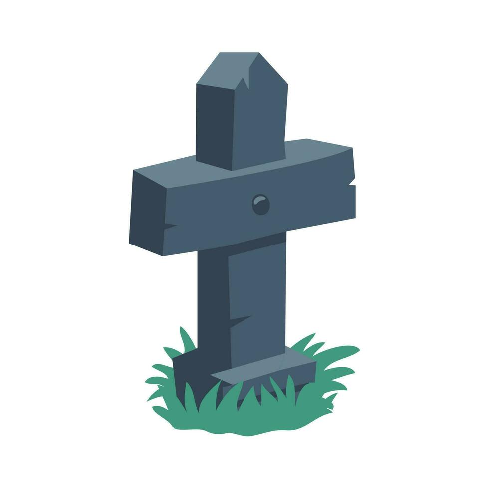 cartoon gravestones of the dead The crucifix on the grave halloween night horror vector