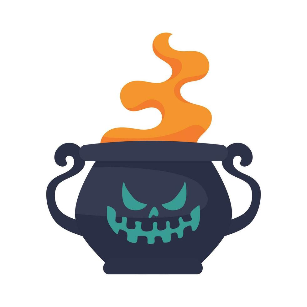 Witch's Poison Cauldron. Scary Devil's Cauldron Halloween Decoration vector