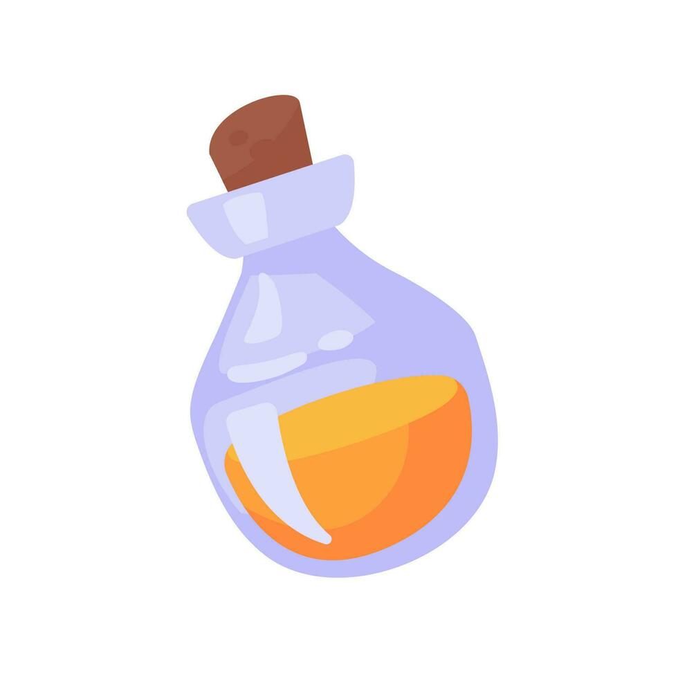 A glass bottle containing poison. witch magic potion bottle for halloween vector