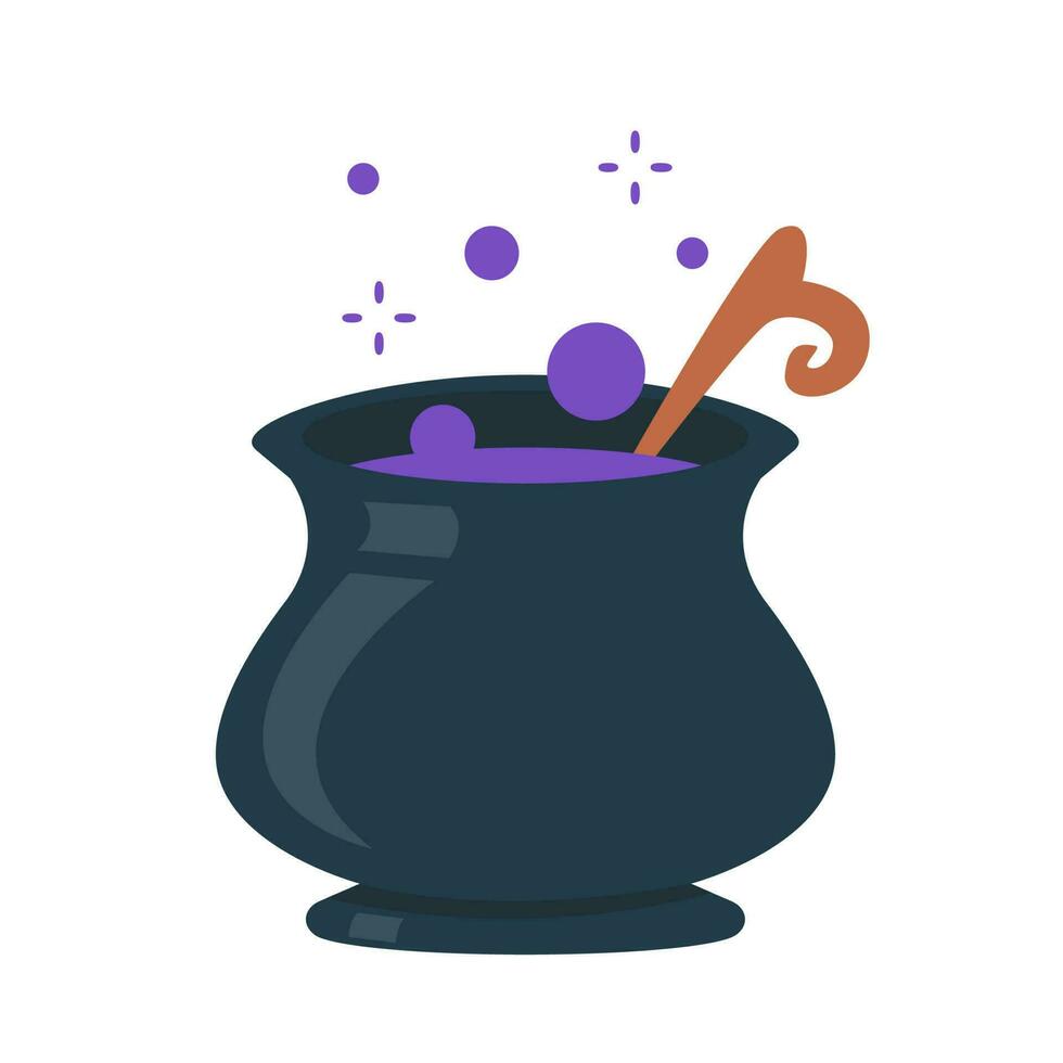 Witch's Poison Cauldron. Scary Devil's Cauldron Halloween Decoration vector