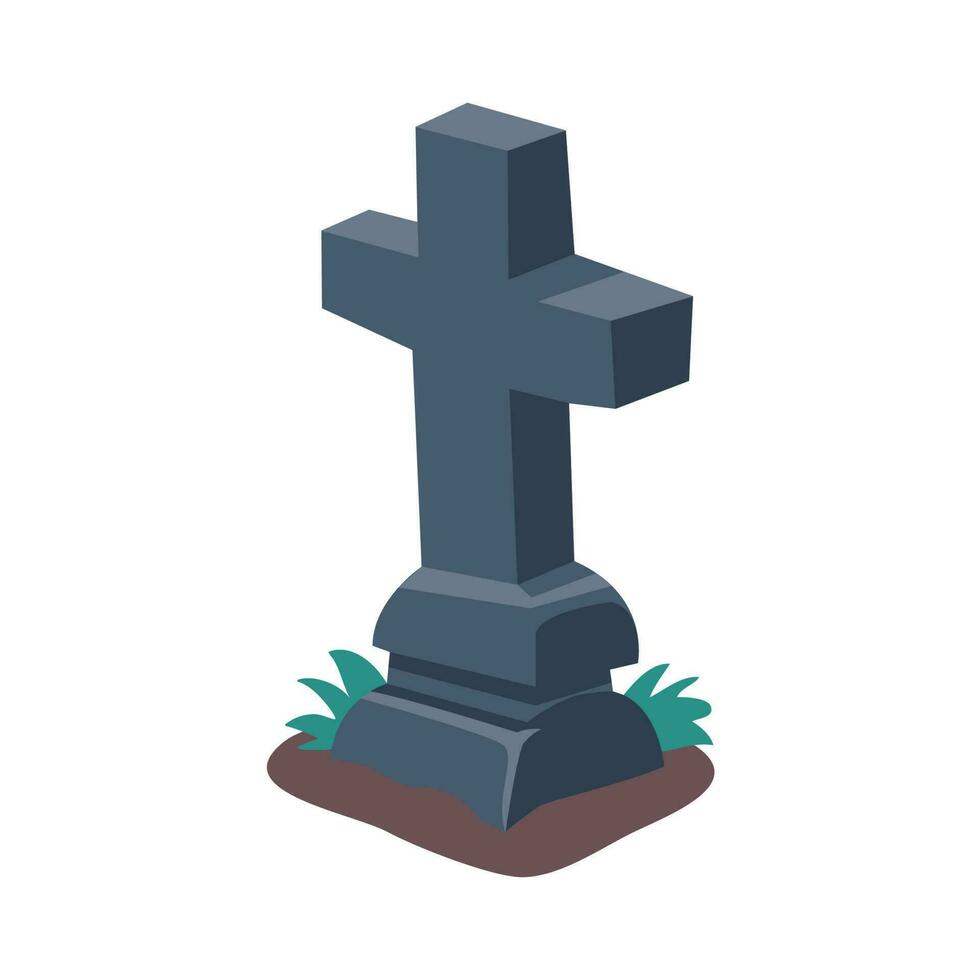 cartoon gravestones of the dead The crucifix on the grave halloween night horror vector