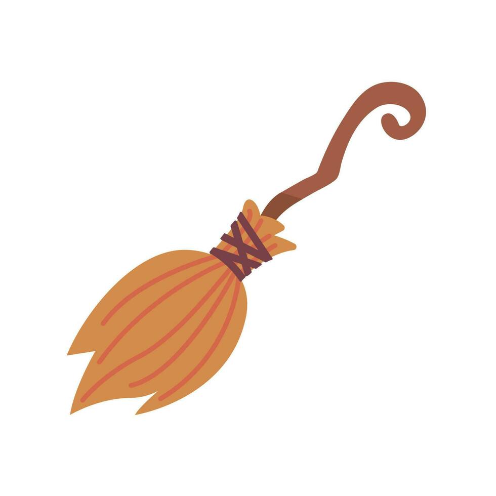 witch magic broom For flying in the sky on Halloween night. broom for cleaning the house vector