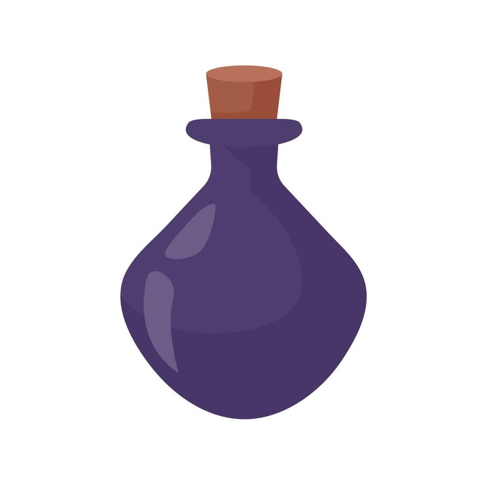 A glass bottle containing poison. witch magic potion bottle for halloween vector