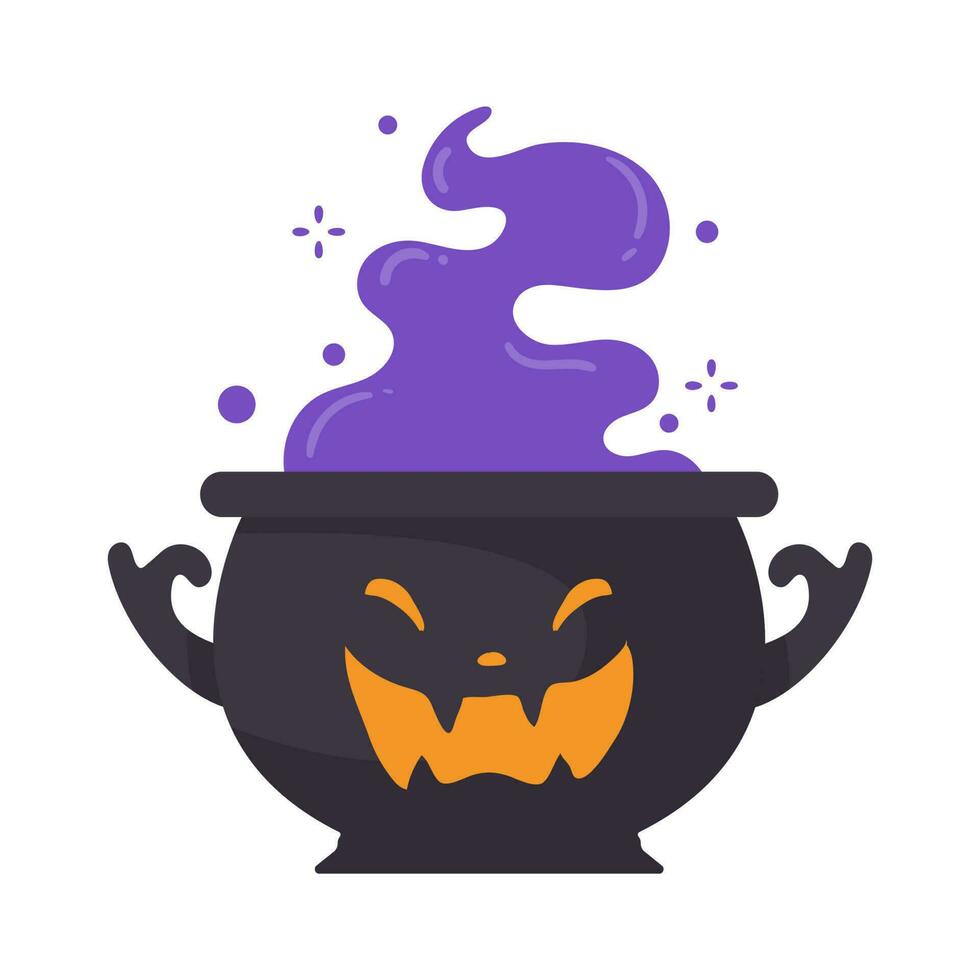 Witch's Poison Cauldron. Scary Devil's Cauldron Halloween Decoration vector