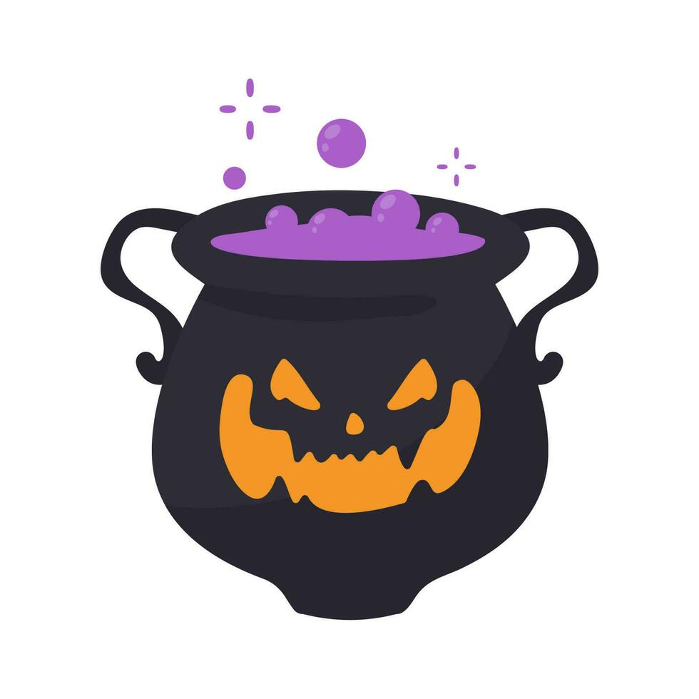Witch's Poison Cauldron. Scary Devil's Cauldron Halloween Decoration vector