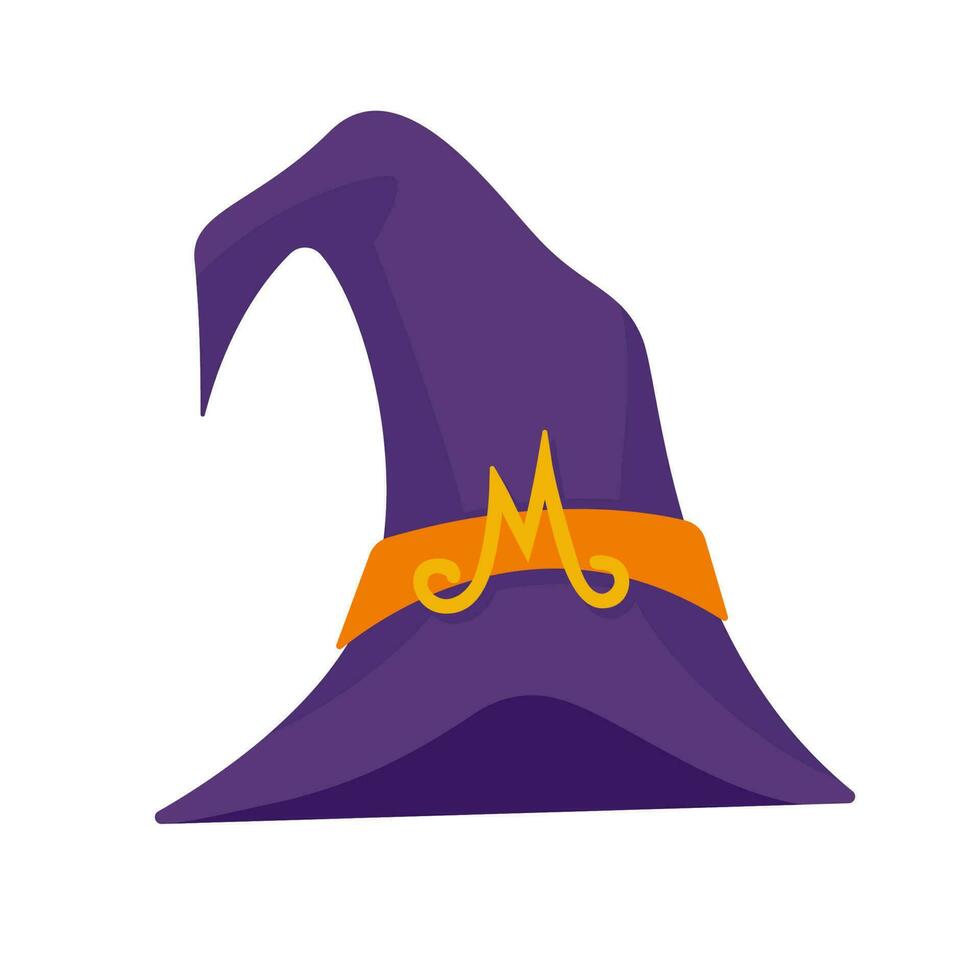 Witch's hat. Magic hat. The costume adorns the little wizard's head at a Halloween party. vector