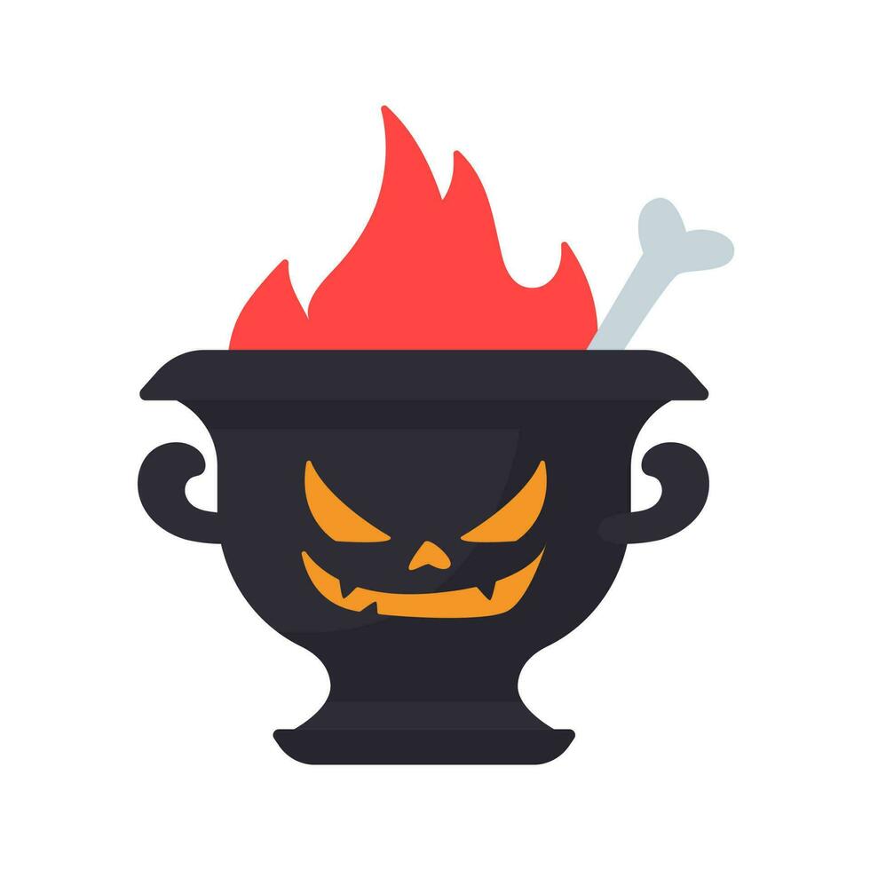 Witch's Poison Cauldron. Scary Devil's Cauldron Halloween Decoration vector