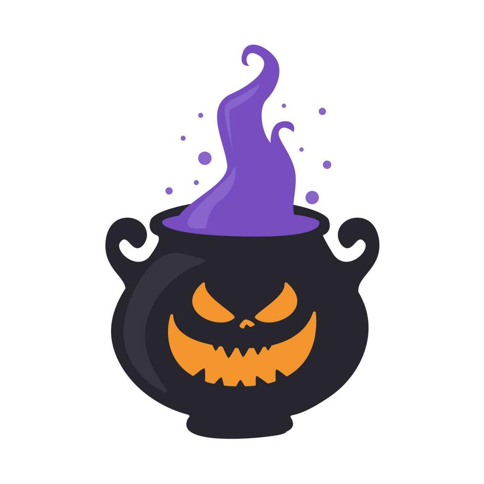 Witch's Poison Cauldron. Scary Devil's Cauldron Halloween Decoration vector