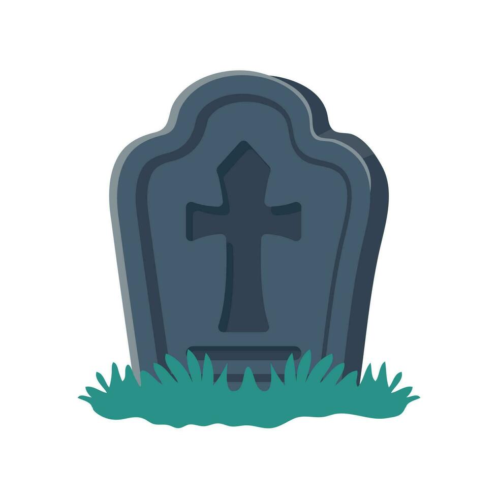 cartoon gravestones of the dead The crucifix on the grave halloween night horror vector